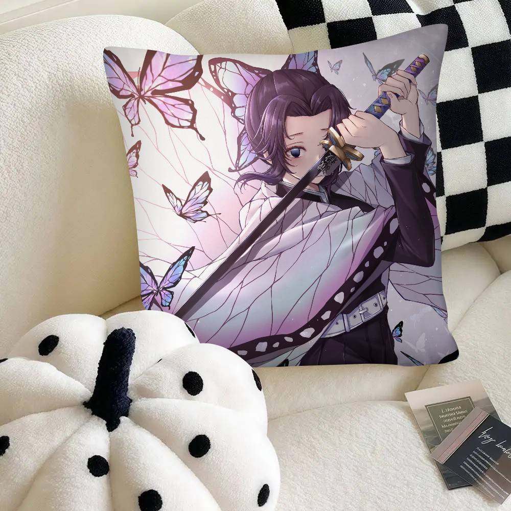 Anime Demon Slayer Shinobu Kocho Pillow Case Fashion Square Pillowcase Bedroom Sofa Room Ins Decoration Leisure