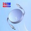 PD 240W Retractable Type C Charger Cable Fast Charging For iPhone Samsung Huawei Xiaomi Mobile Phone USB C To USB C Cord Wire
