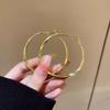 Women's Luxury Textured Metal Hoop Earrings - Versatile Niche Design