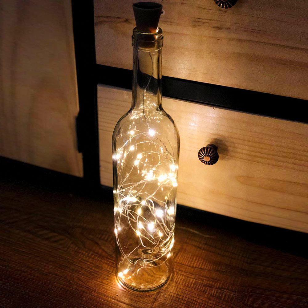 10LEDs Solar Wine Bottle Light Waterproof Copper Wire Decorative Lamp String