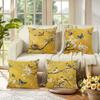 1/4pcs Yellow Pillowcases with Floral and Bird Motifs Sofa Cushion Cover Home Bedroom Room Decoration