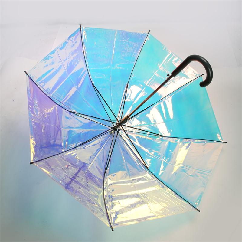 Creative Color Changing Umbrella Transparent PVC Long Handle Umbrella Windproof Colorful Girls Umbrellas Guarda Chuva Gift SY323