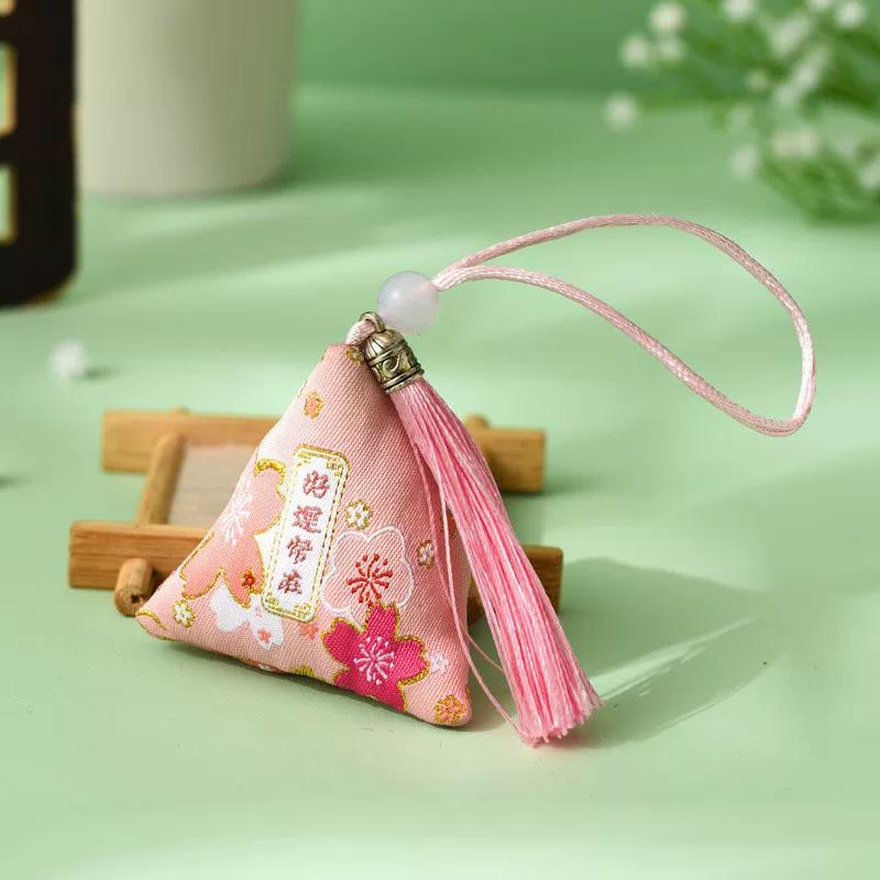 Dragon Boat Festival Sachet Perfume Bag Mosquito Repellent Argy Wormwood Small Pendant Triangle Zongzi Filled Spice Carry-on Embroidery Tassel Pouch