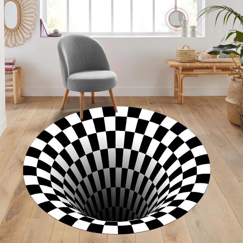 3D Vortex Rug Illusion Rug Optical Illusion Round Carpet Popular Rug Home Decor Living Room Rugs Cool Mat Housewarming Gift