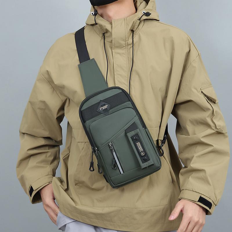 Men's Outdoor Chest Bag - Stylish Nylon Crossbody Bag  Casual Multi-Functional Sports Sling Bag