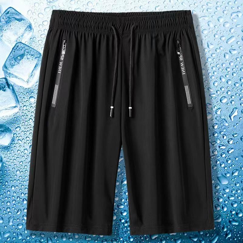 Ice Silk Men's Summer Quick-Dry Elastic Shorts – Breathable, Loose Fit, Casual Sports Five-Point Pants
