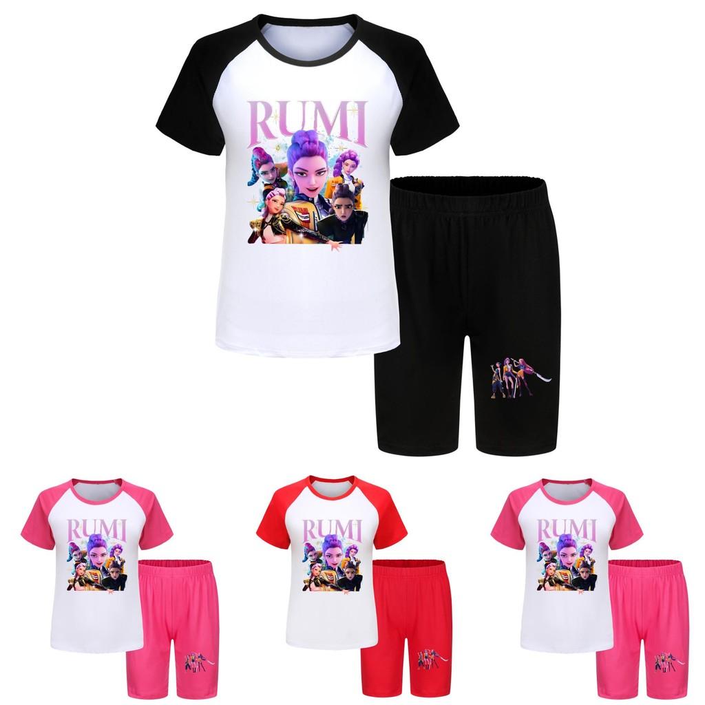 Set Sportivo Estivo Kpop Demon Hunters per Bambini in Tessuto di Cotone per Bambini Attivi