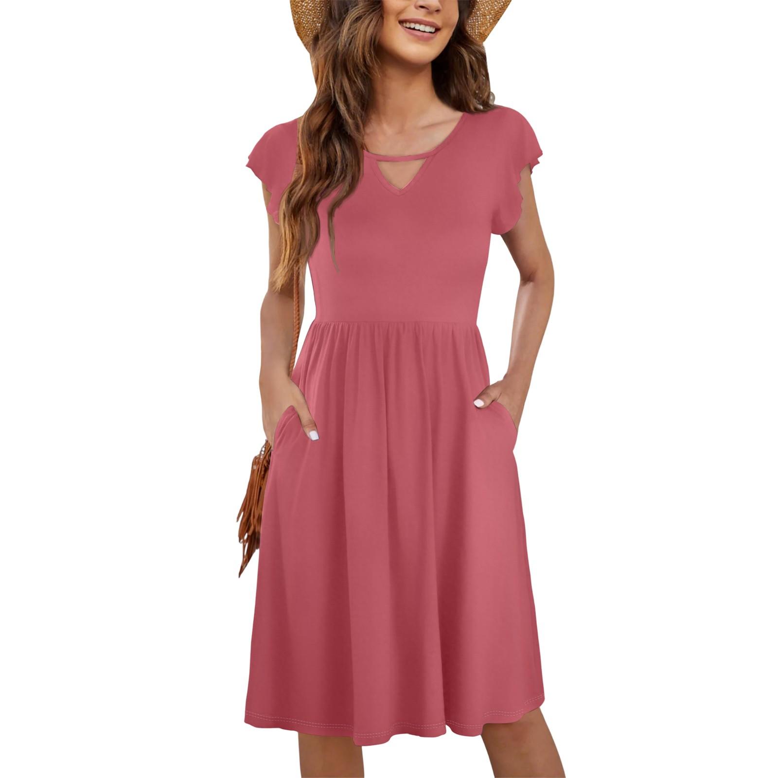 

Женское повседневное модное сексуальное платье с V-образным вырезом и рукавами-листочками, однотонное платье XL арбуз красный