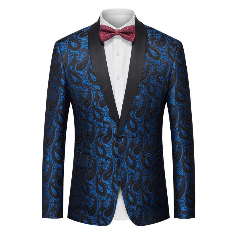 Men's Slim-Fit Jacquard Blazer: Stylish Single-Breasted Formal Wear for Stage Performances, Weddings, and Banquets