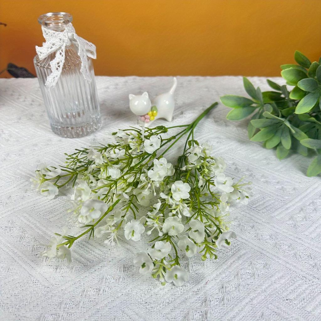 1Pc Fresh Pastoral Style Simulation 5-pronged Wintersweet Baby's Breath Bunch of Flowers