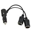 1pcs Universal Car Cigarette Lighter 12-24V Splitter Adapter 1 Male To 2 Female Sockets Y Splitter with On Off Switch 20cm New