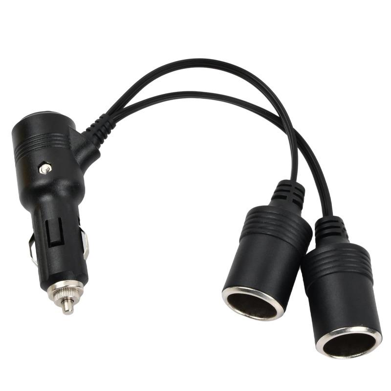 1pcs Universal Car Cigarette Lighter 12-24V Splitter Adapter 1 Male To 2 Female Sockets Y Splitter with On Off Switch 20cm New