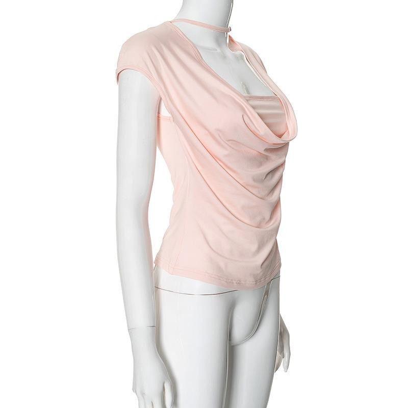 YYFS Dámská móda Ležérní Léto Jaro Jednobarevný potisk Halenky a košile se čtvercovým límcem s krátkým rukávem