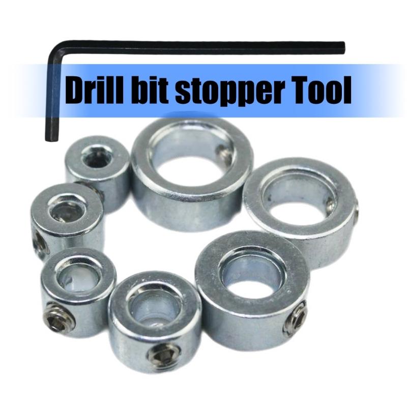 7-teilige Tiefenbegrenzer-Kragen Stopper für Bohrer Hohe Haltbarkeit Kohlenstoffstahl-Konstruktion 3 mm bis 12 mm Größen