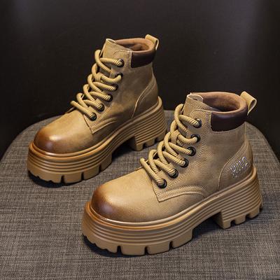 Martin Boots Damen Retro Lokomotivstiefel Leder-Obermaterial Kurze Workboots Vielseitige Damenstiefel