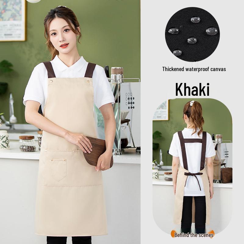Waterproof Oil-proof Apron for Milk Tea & Flower Shops, Custom Logo, Unisex Catering Workwear.