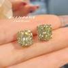 Fashion Princess Square Cut Earrings High Carbon Diamond Pink Yellow Gemstone Jewelry for Women