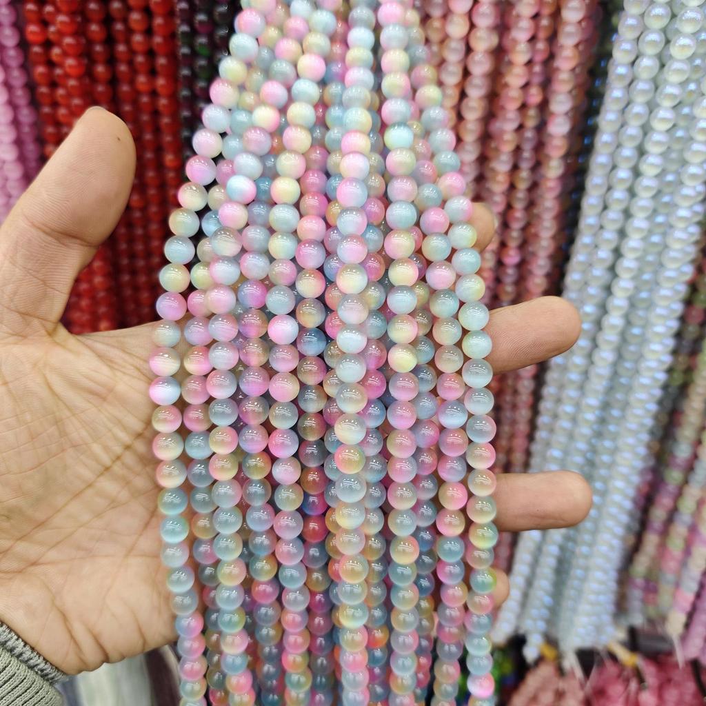 8mm Cat's Eye Stone Beads: Single, Double, Triple-Color, DIY Jewelry Round Beads