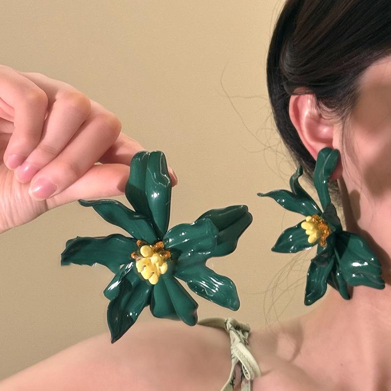 

Exaggerated Large Red Flower Earrings for Women Personality Trendy Multi Layer Acrylic Flower Earrings Party Jewelry Accessories