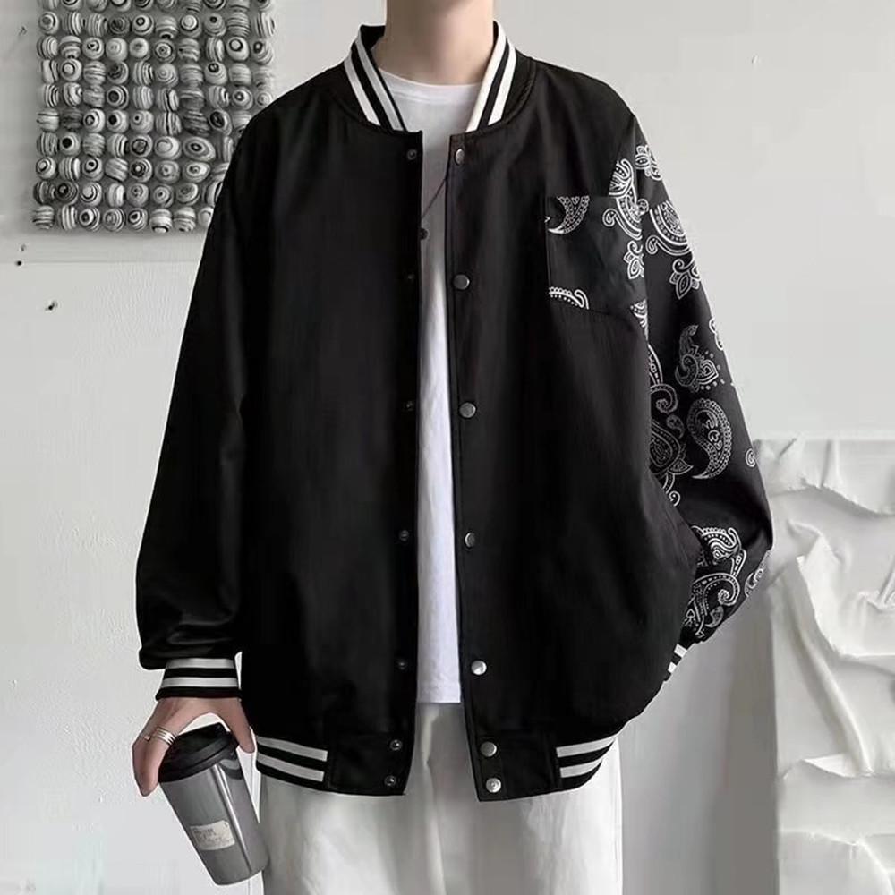 Men's Korean-Style Floral Jacket: Spring/Autumn Streetwear, Casual Baseball Outerwear