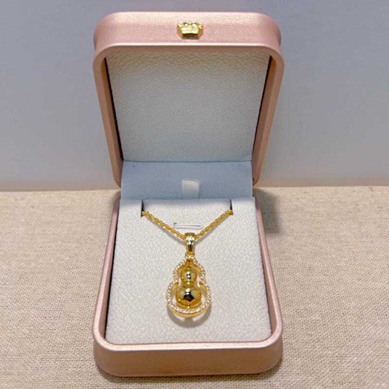 Wei Xue Vergoldete drehbare Kürbis-Anhänger Halskette mit Diamanten - Elegantes Geschenk für Freundin