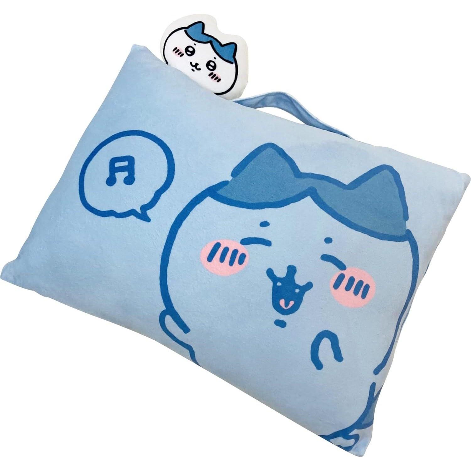 MORIPiLO Chiikawa Hugging Pillow (Hachiware Small Cute Pillow) Plush Toy Goods Backrest Nap Compact Cushion Mascot Handle 28x39x9cm Blue Soft