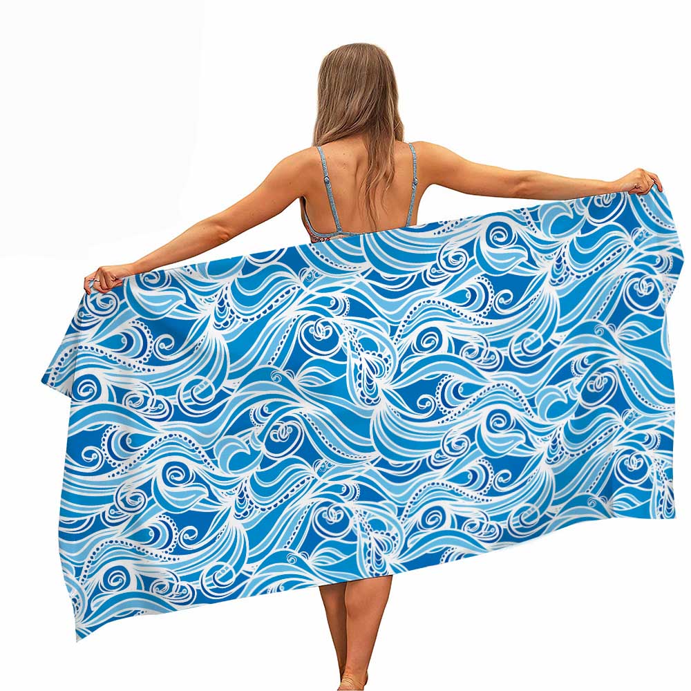 Colourful Japanese Style Waves Microfiber Beach Towel Portable Quick Fast Dry Sand Outdoor Travel Swim Yoga Mat Absorbent Towel