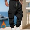 Men's Loose Fit Cargo Joggers - Thickened Warm Pants With Pockets,Casual Running Trousers