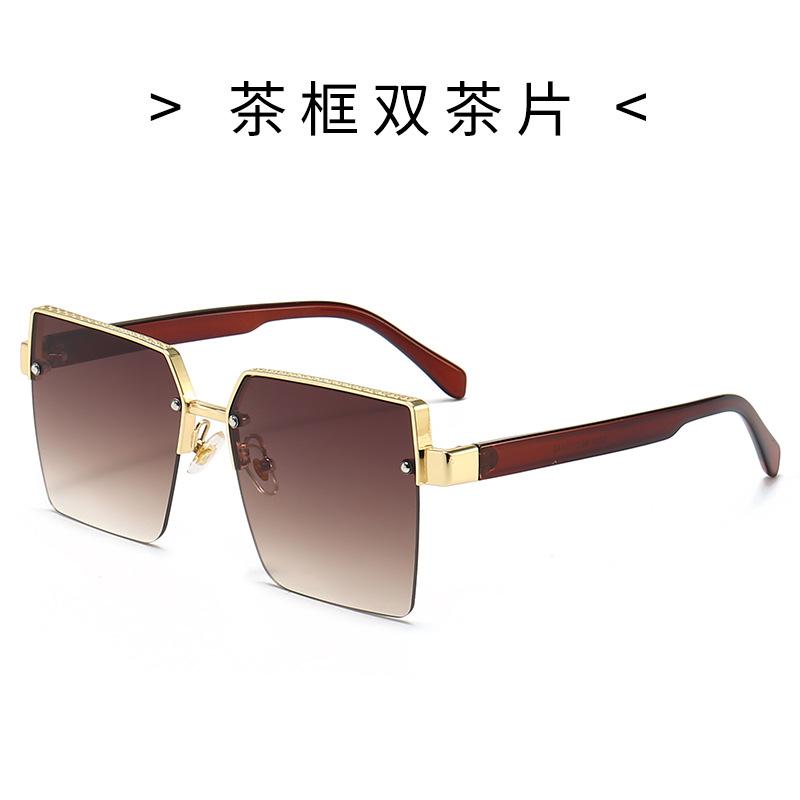 Cool Square Sunglasses, Metal Half-Frame Sunglasses, Sunshades