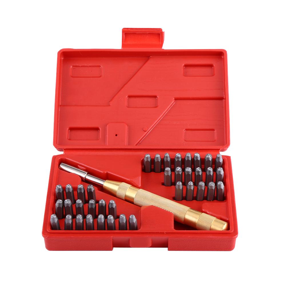 38pc Automatic Letter Number Stamping Metal Punch Stamp Set Tool Kit for Plastics Leather Mark