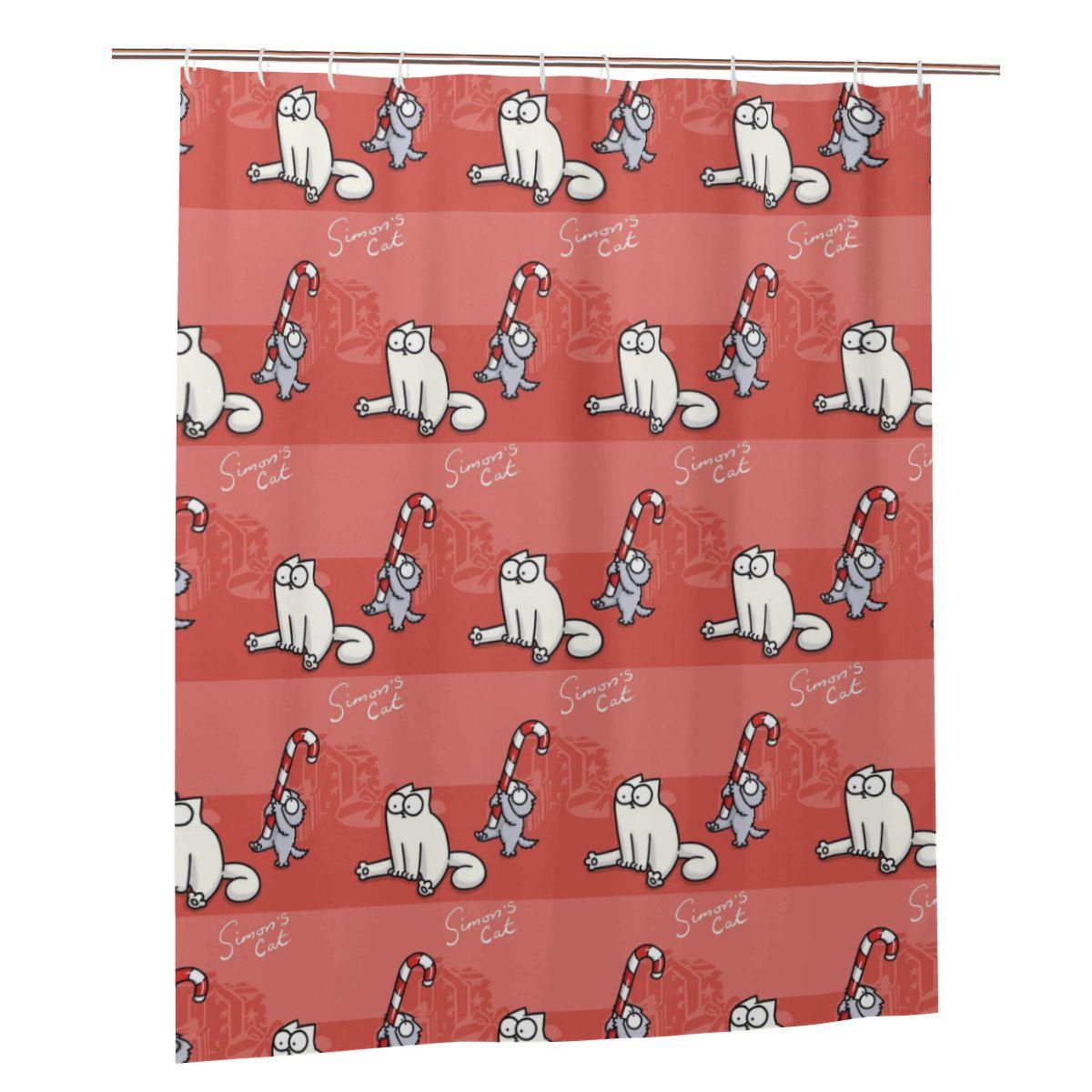 

Simons Cat Shower Curtain Bathroom Polyester Waterproof Bath Curtains With Hooks W60H190(CM)-1 Pcs