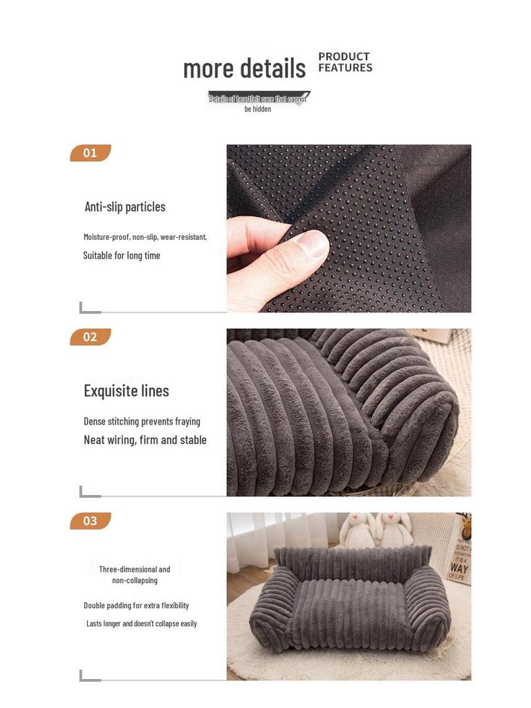 Cross-Border Plush Pet Bed: Large Rabbit Fur Sofa, Wear-Resistant Dog/Cat Nest for All Seasons.