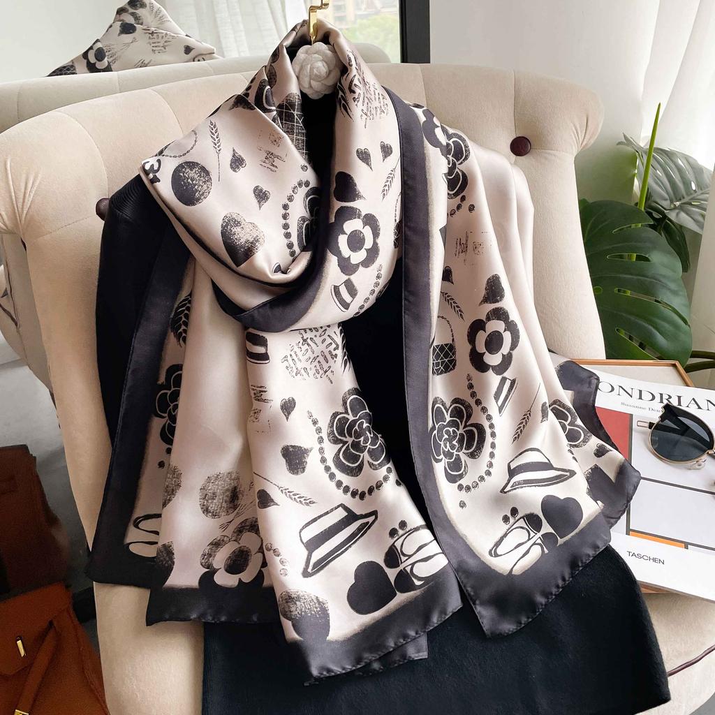 Luxury Design 180X90CM Shawls  Beach Women Square Scarves Popular The Four Seasons Bandanna Sunscreen New Style Silk Scarf