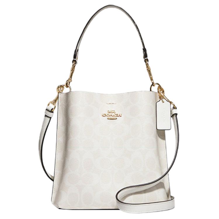 New COACH Mollie Artificial Leather Bucket Bag Handbag Shoulder Bag Crossbody Bag Small Size Women's Chalk White CA582-IMRFF