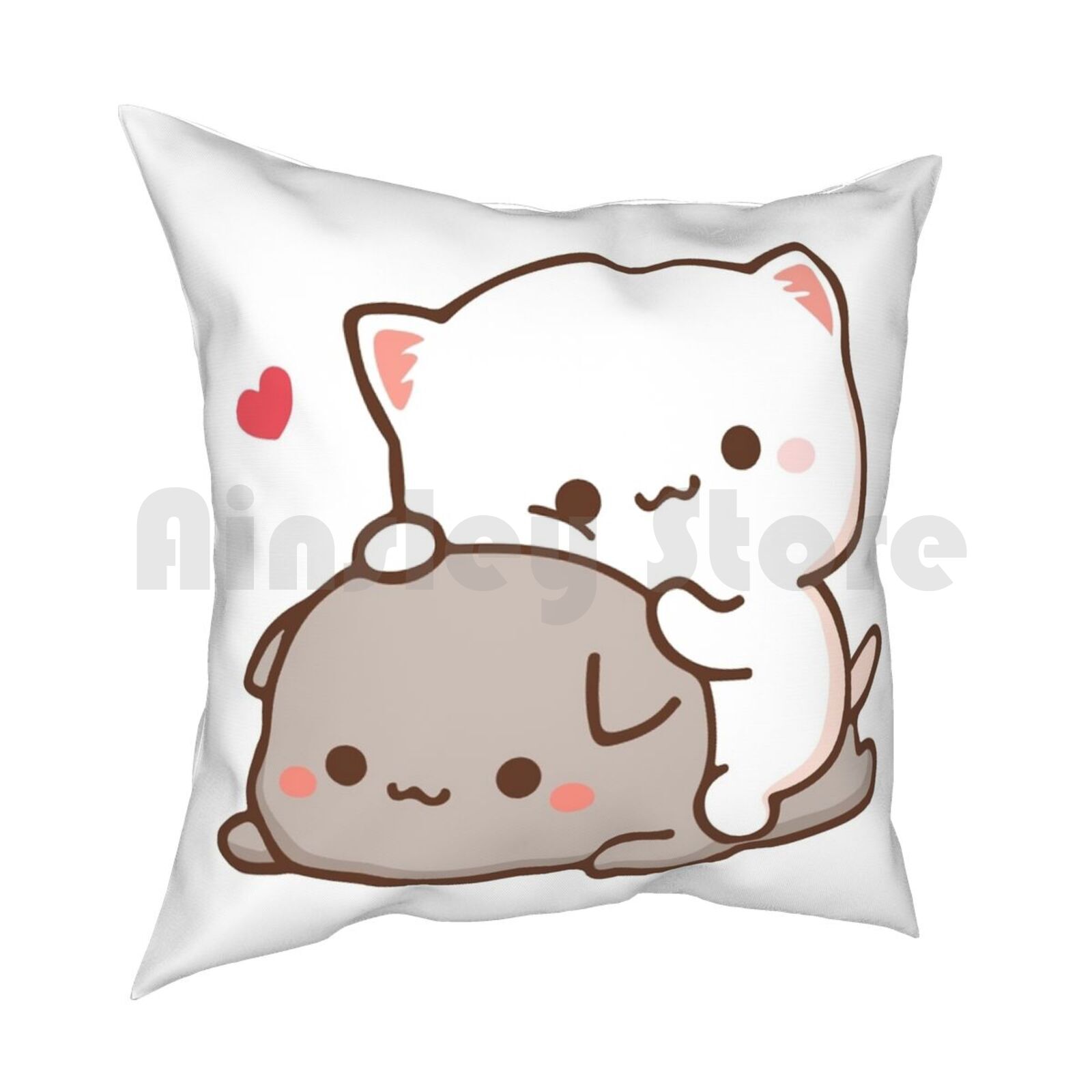 Peach Sitting On GomaMochi Peach Cat Pillow Case Printed Home Soft Throw Pillow Peach Cat Goma Mochi Cat Kitty Cute 30x30cm 12x12in