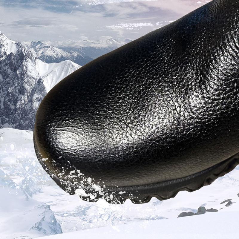 Genuine Leather Men'S Boots Warm Plush Wool Snow Boots Waterproof Mid Calf Boots Men Outdoor Western Boots Men Cotton Shoes 2024