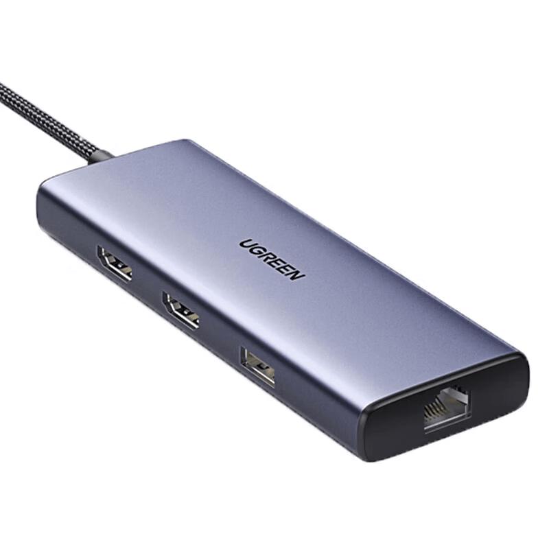 UGREEN USB-C to Dual HDMI & Gigabit Ethernet Hub CN plug (adapter included)