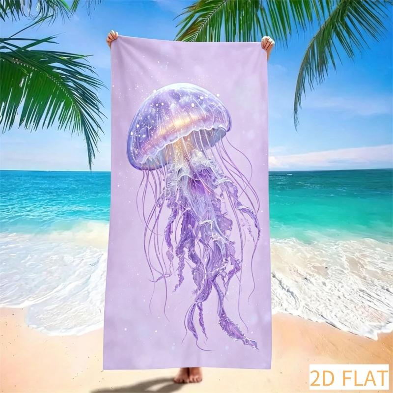 Asciugamano da Spiaggia Medusa Super Assorbente Asciugatura Rapida Microfibra Con Stampa Subacquea Eterea, Morbido Telo Senza Sabbia Per Picnic