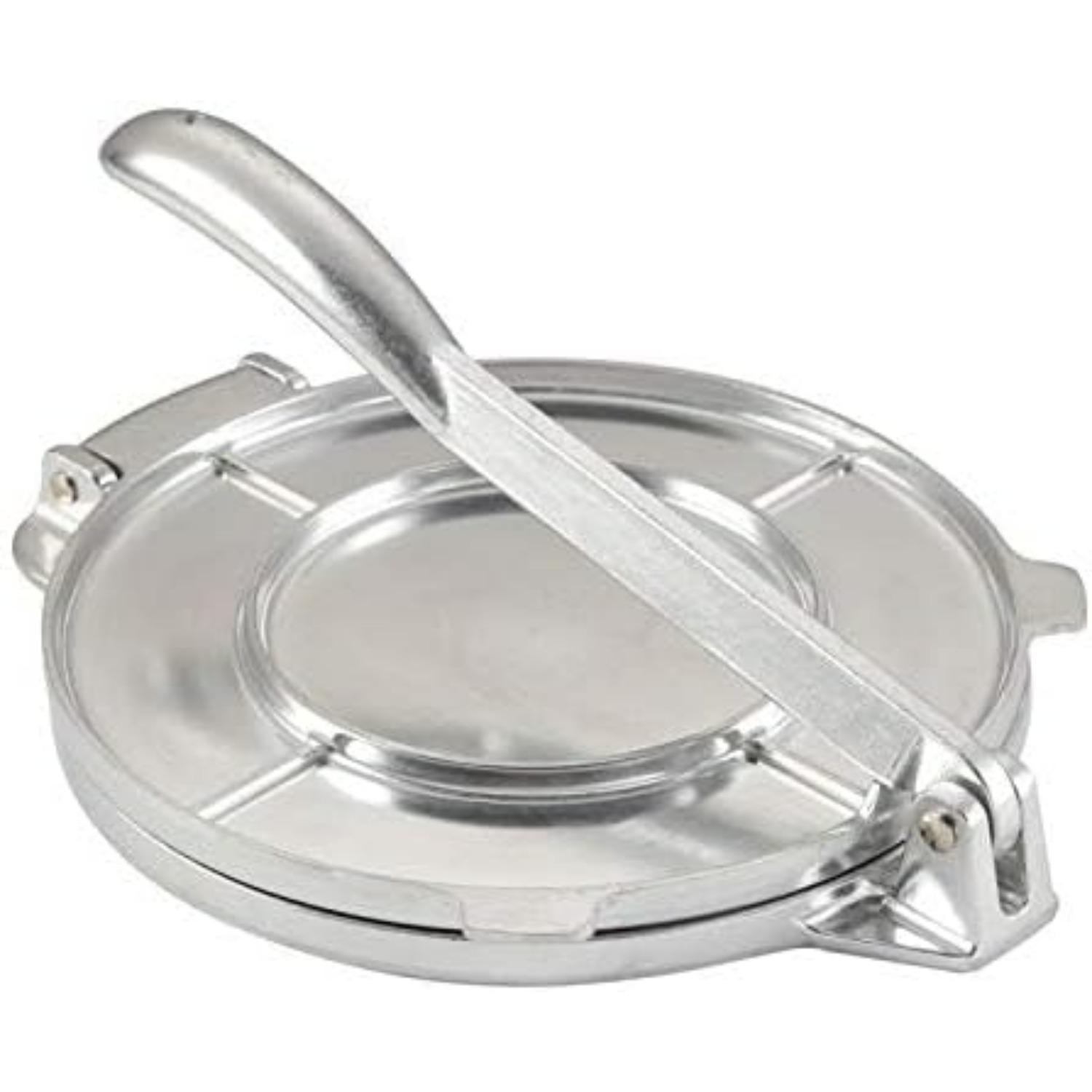 8 Inch Tortilla Press Tortilla Maker Food Grade Aluminum Tortilla Dough Press for Flour Tortilla Pie Crusts for Home Kitchen (Silver)