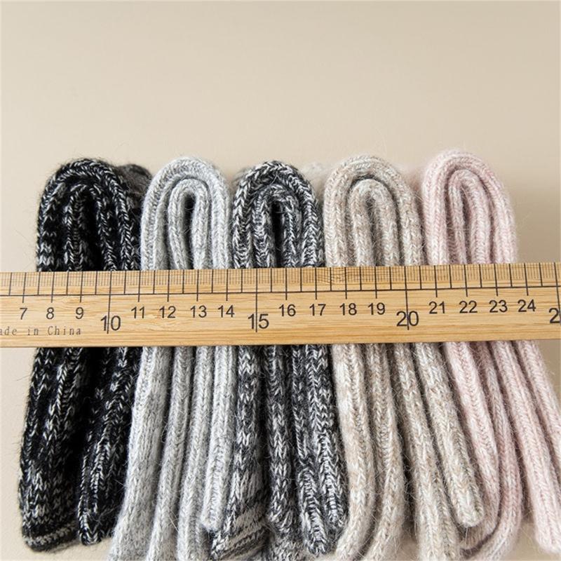 Womens Winter Faux Wool Ribbed Knit Crew Socks Thick Warm Thermal Casual Floor Slipper Socks Hosiery for Cold Weather
