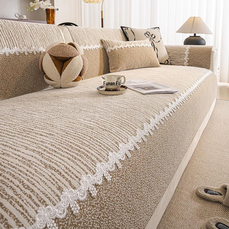 Chenille Non-Slip Sofa Cushion: Dirt & Cat Scratch Resistant, Minimalist Light Luxury, All-Season Universal Cover.