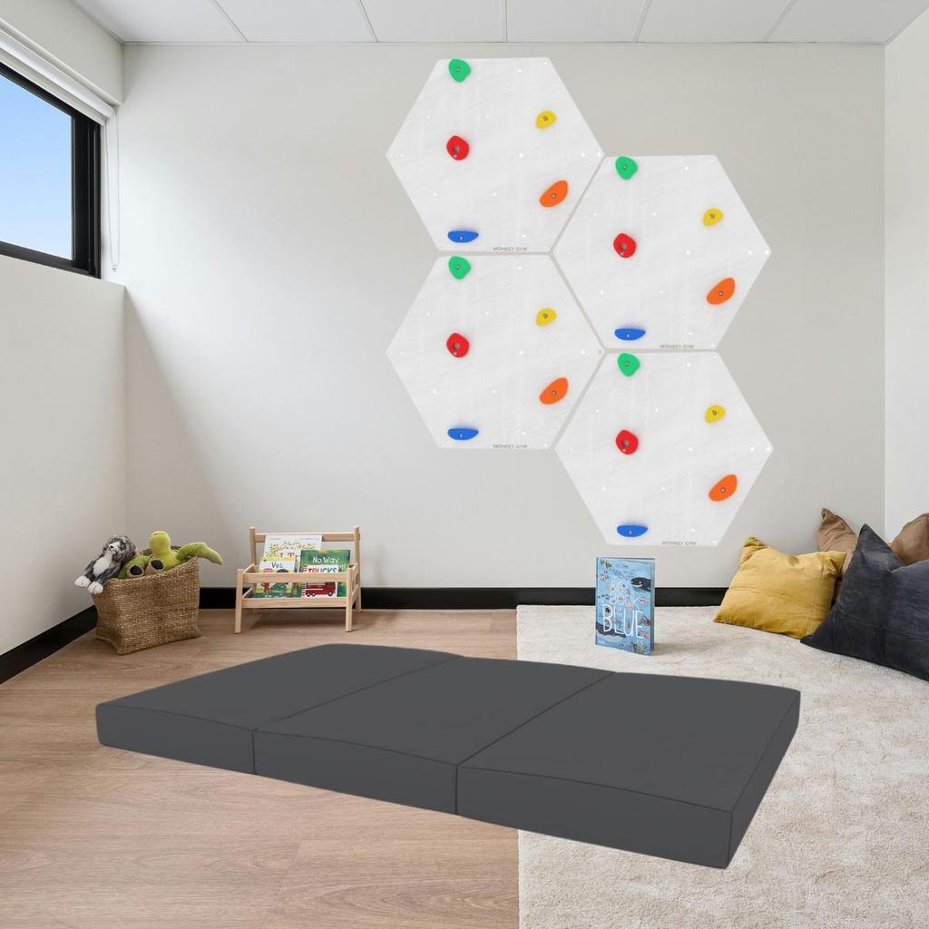 Gymnastic mattress Kids 150x50x5 cm three-piece - graphite