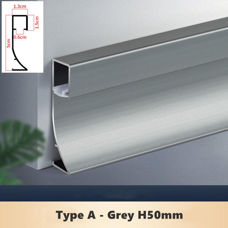 1m H50/80mm LED Baseboard Aluminium Profile Suface Mounted Hard Bar Light Channel Metal Wall Skirting Linear Lamp Milky Cover