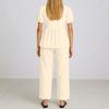 Women's 2 Piece Outfits Sets Ruched Short Sleeve Tops  Wide Leg Pants Tracksuit Sets