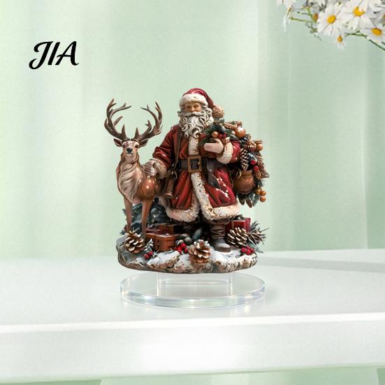 Niedlicher Weihnachtsmann Weihnachtsdekorationen Weihnachtsrentier Tischdekoration, 2D Acryl Festliche Home Office Schreibtischdekoration für Kamin Wohnzimmer