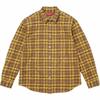 Frayed Textured Plaid Shirt Gold