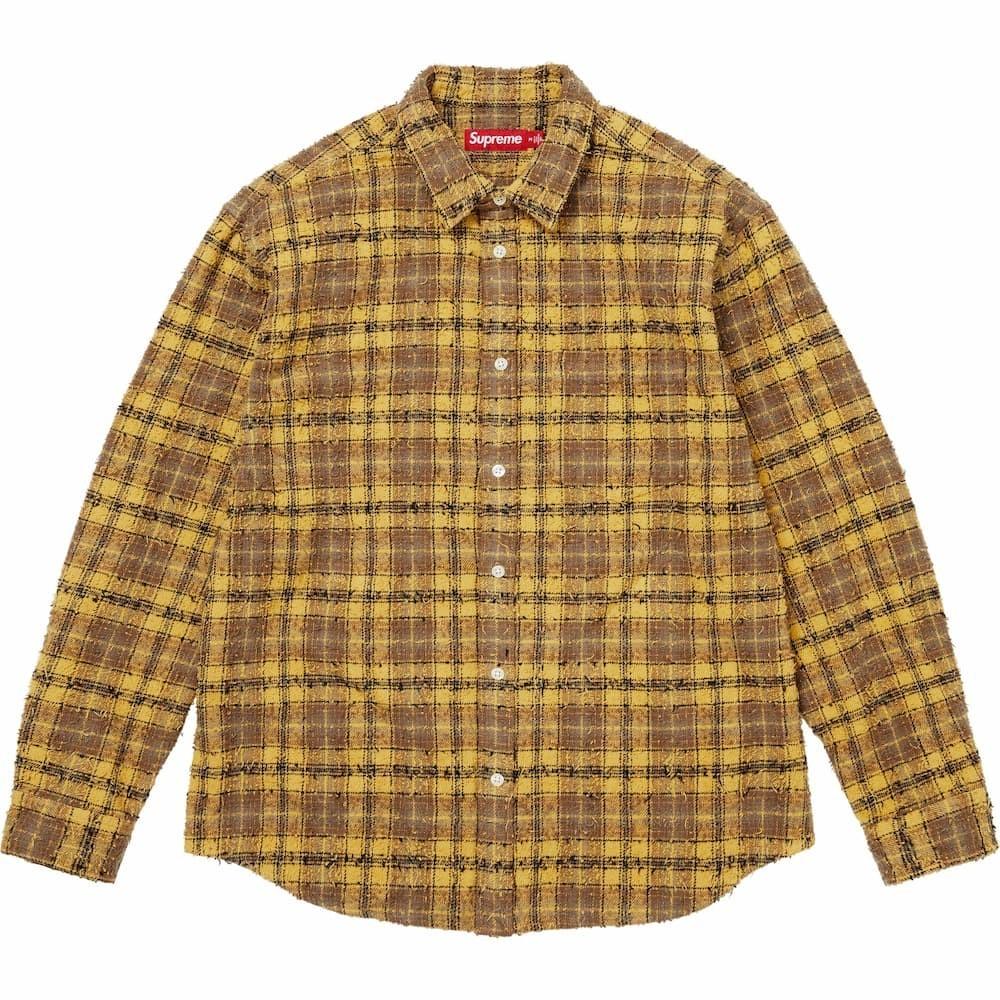 Supreme Frayed Textured Plaid Shirt Gold