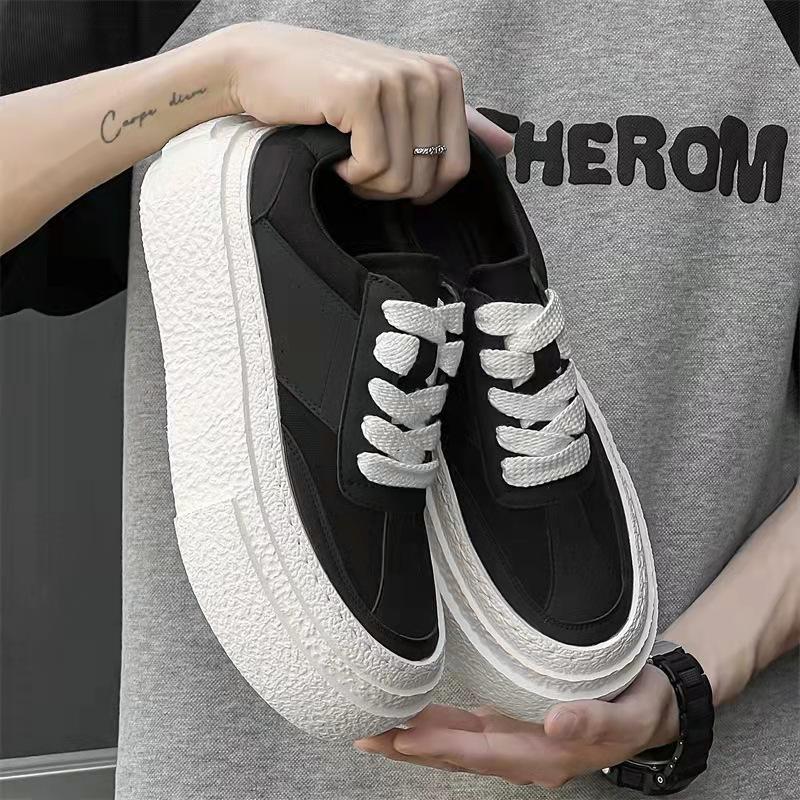 Fashion Spring Autumn New Designer Men's Vulcanize Shoes Fashion Casual Black White Men's Shoes Lace Platform Sneakers Male