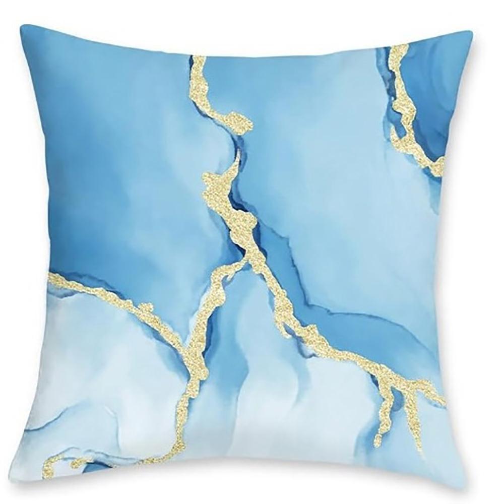 

Blue and Gold Marble Pattern PillowcaseSuitable for sofa car bedroom decorative cushion cover pillow cover 16x16Inch