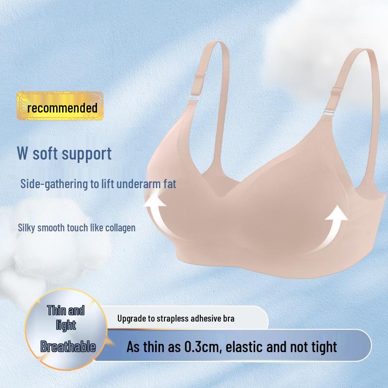 Seamless Wireless Push-Up Bra for Large Busts - Comfortable, Breathable, Lightweight with 4 Hooks